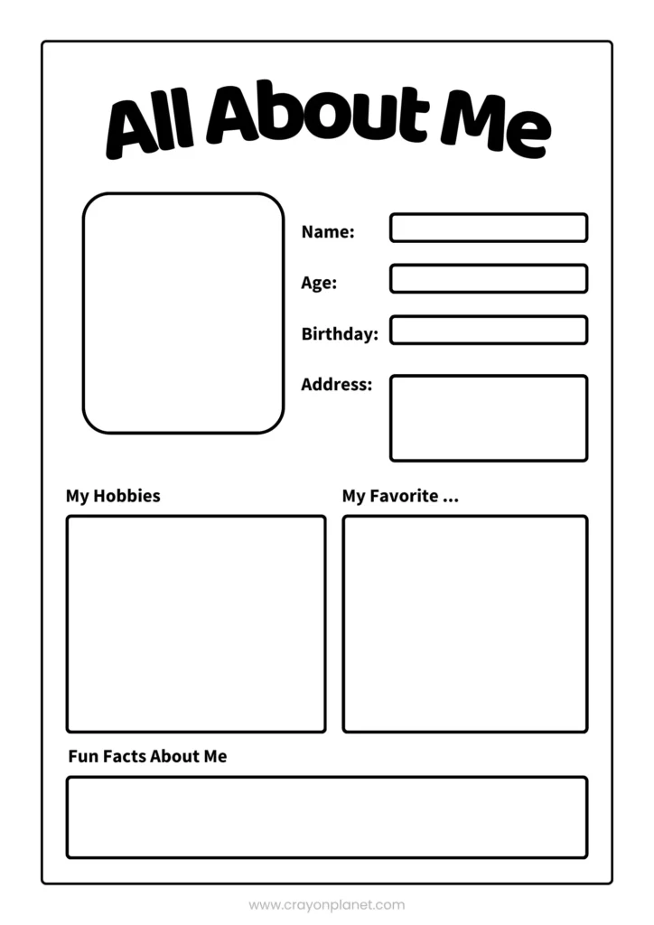 all about me worksheet