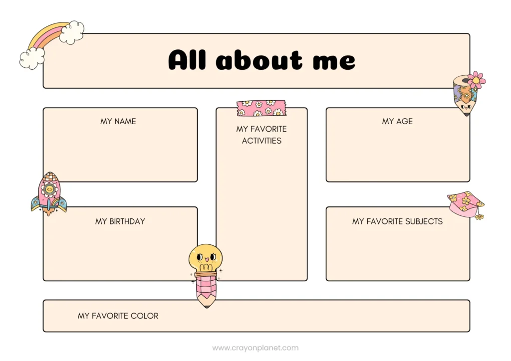 all about me worksheet