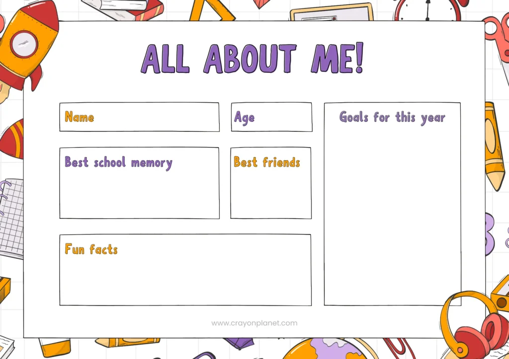 all about me worksheet