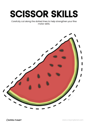 Fruit Scissor Skills Cutting Worksheet 3