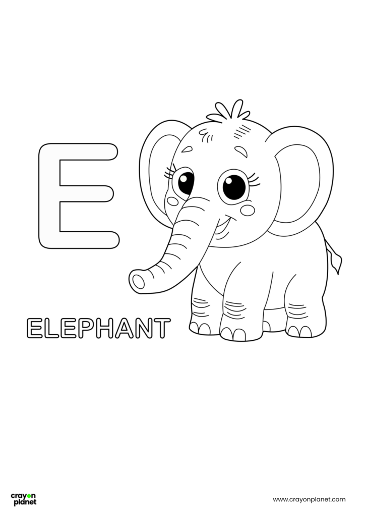 E Letter Coloring Pages