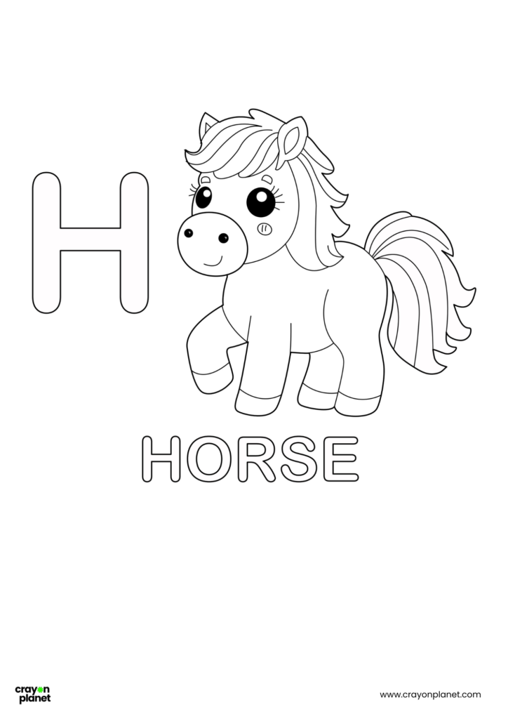 H Letter Coloring Pages