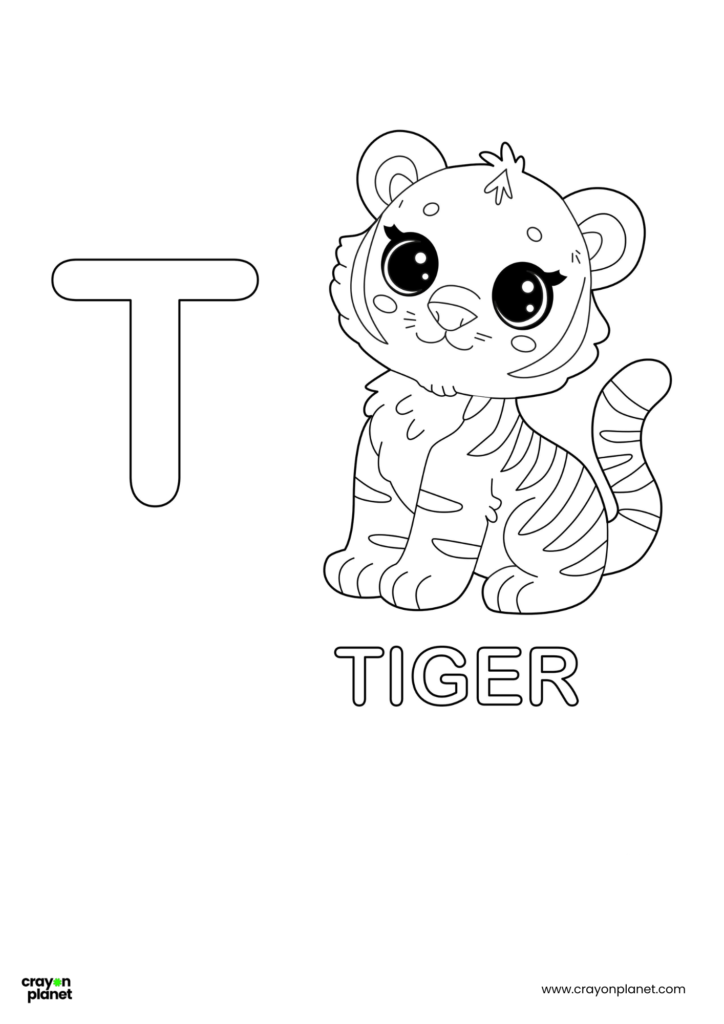 T Letter Coloring Pages