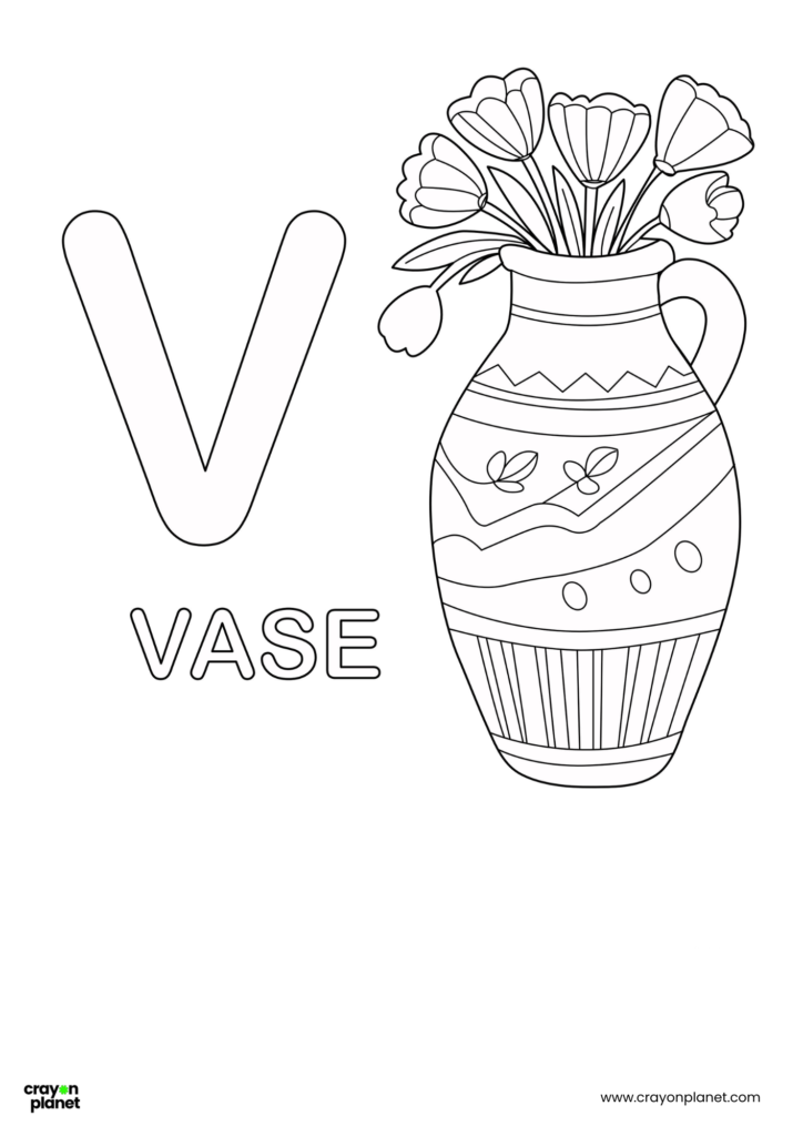 V Letter Coloring Pages